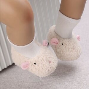 Baby Cartoon Animal Fuzzy Sock Boots | Soft Sole Cozy Winter Booties | 0–6M
